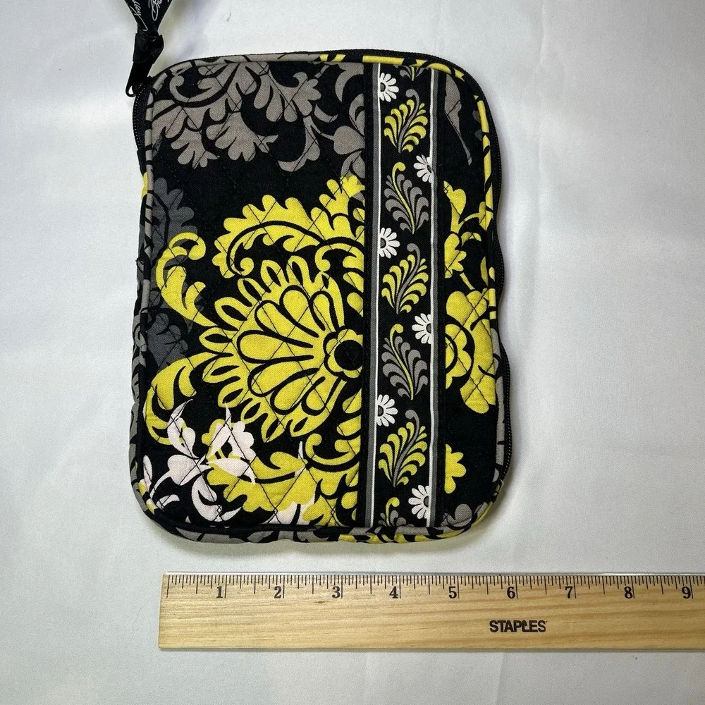 Vera Bradley Tablet iPad E Reader Sleeve Baroque Black Yellow Padded Zipper Soft
